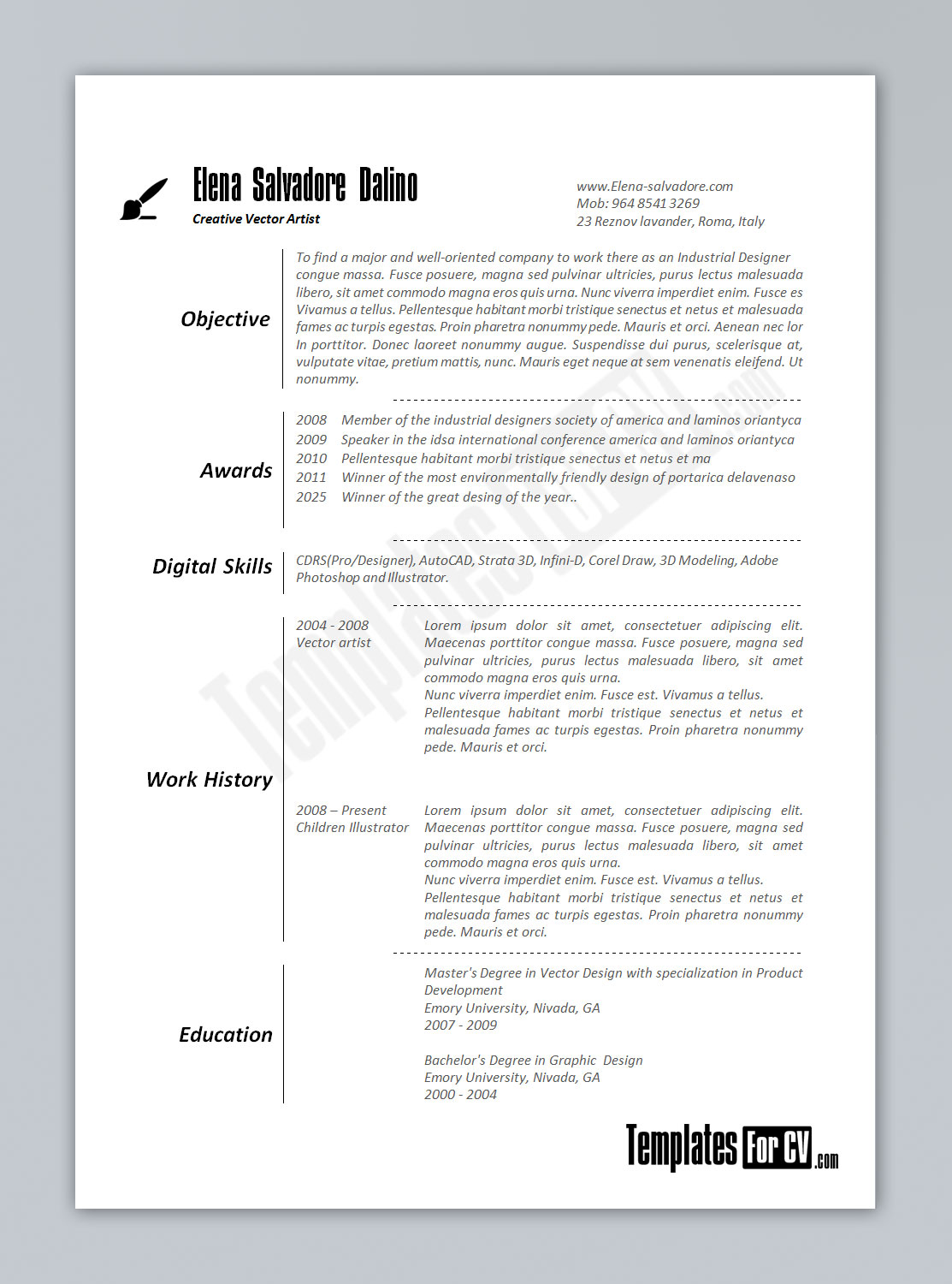 Artist Cv Template Download