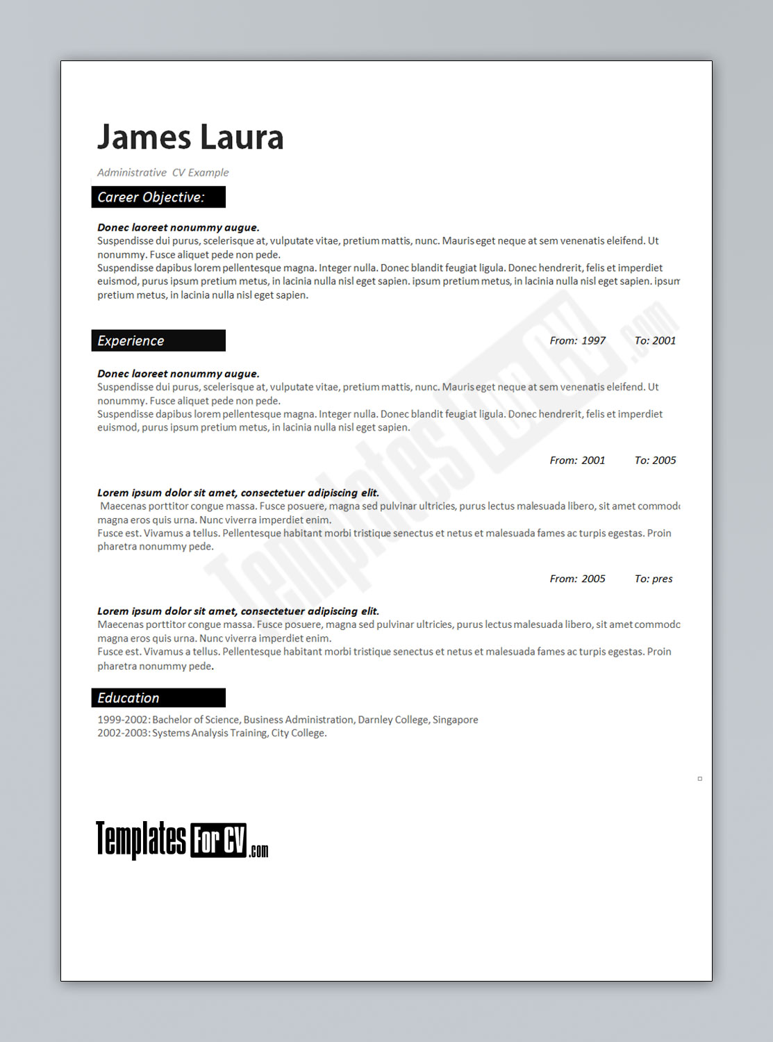 microsoft word 2003 resume template