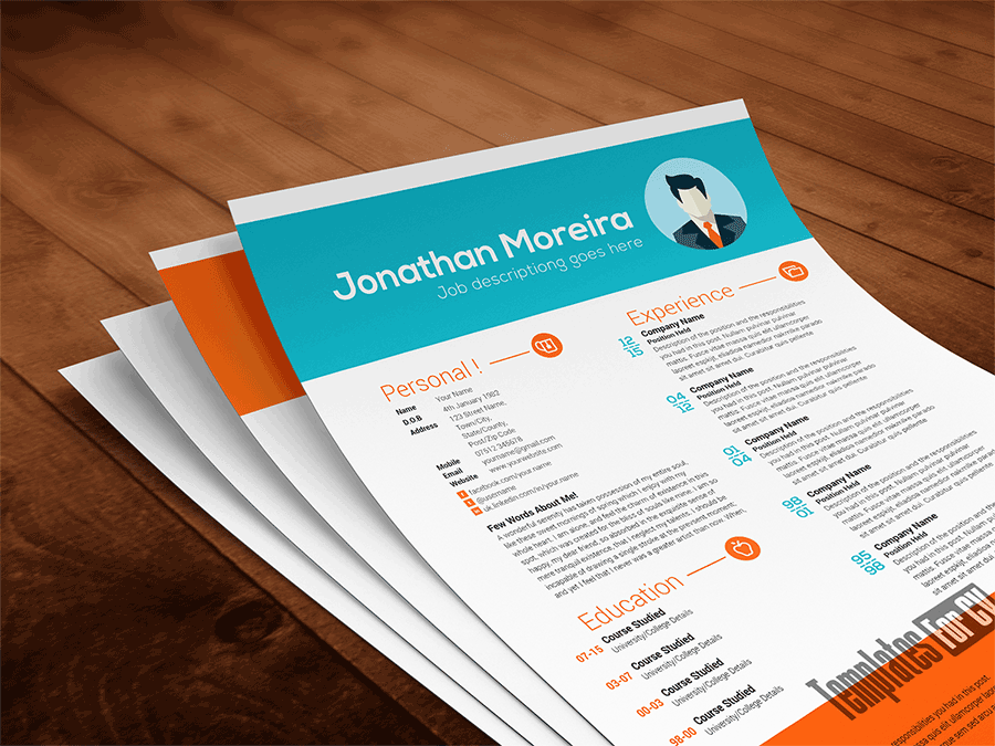 professional resume sample top - photoshop based.