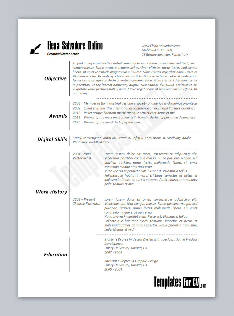 artist  cv template